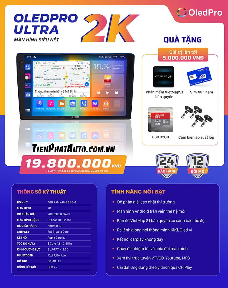 Bảng giá màm hình Oled Pro Ultra 2K phiên bản cấu hình RAM 4GB