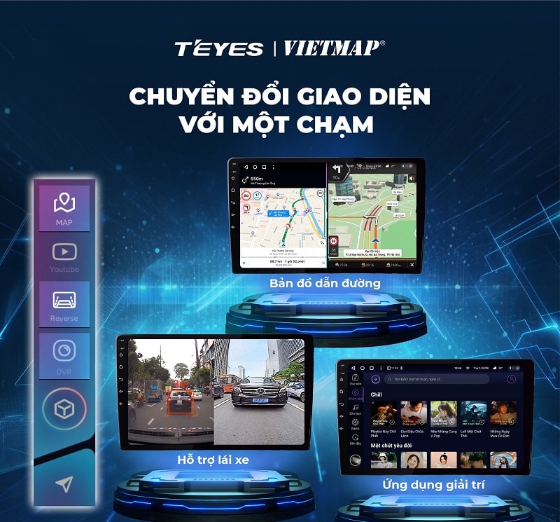 Màn hình Teyes CC3L cho phép thay đổi nhanh giao diện với một chạm