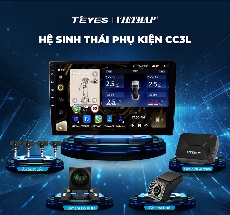 Màn hình Teyes CC3L tích hợp được nhiều thiết bị hỗ trợ lái xe an toàn
