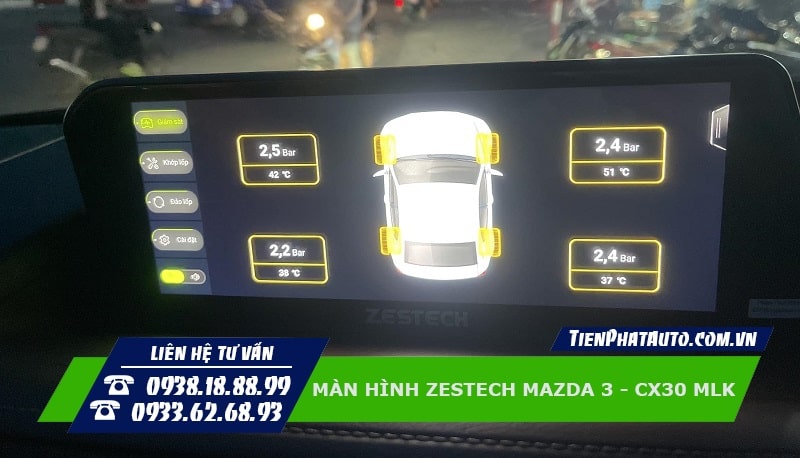 Màn hình Zestech Mazda 3 Mazda CX30 MLK tích hợp được áp suất lốp