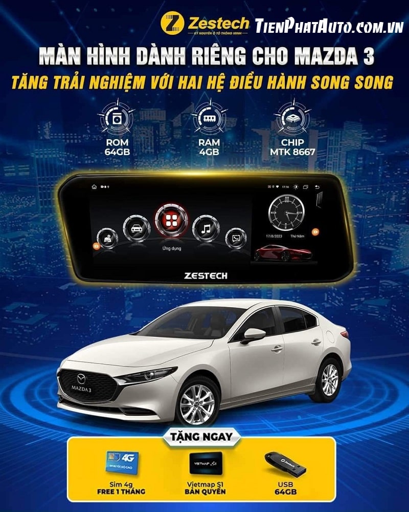 Tiến Phát Auto chuyên lắp màn hình Zestech Mazda 3 Mazda CX30 MLK