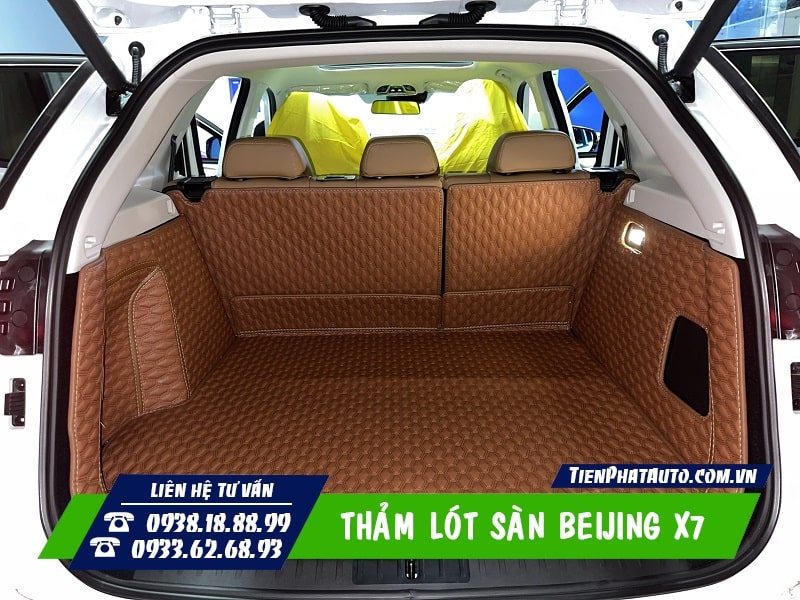 Hình ảnh thảm lót sàn Beijing X7 được may Full cốp sau chất liệu 5D, 6D, 8D