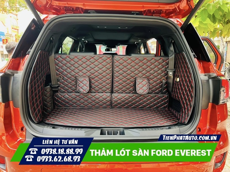 Hình ảnh thảm lót sàn cho Ford Everest 2023 được may full cốp sau