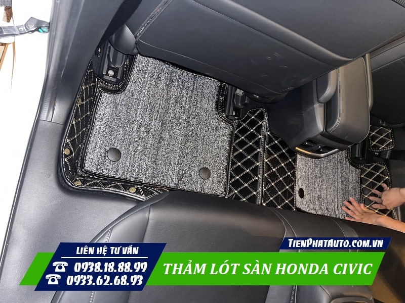 Thảm lót sàn Honda Civic được lót ở vị trí hàng ghế sau xe