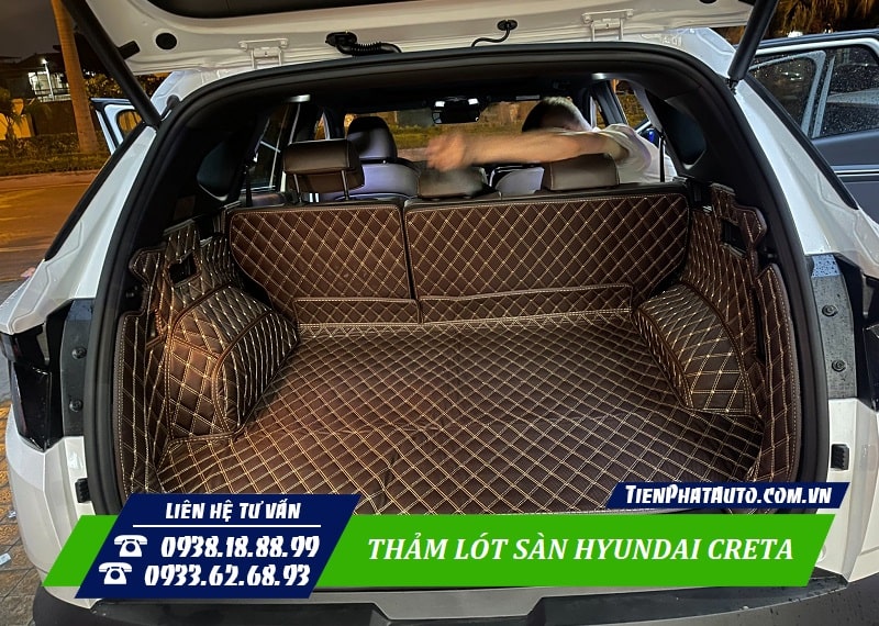 Thảm lót sàn Hyundai Creta làm Full phần cốp sau xe