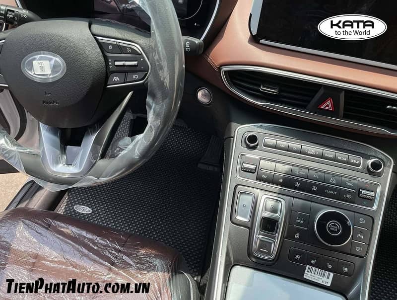 Thảm lót sàn Hyundai Santafe 2021 chất liệu cao su Thái Lan