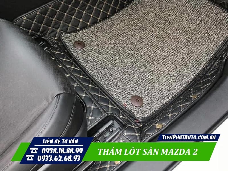 Thảm lót sàn Mazda 2 loại 6D may chuẩn phom xe vừa vặn thẩm mỹ