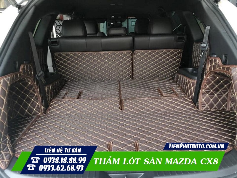 Hình ảnh thảm lót sàn Mazda CX8 full cốp sau xe