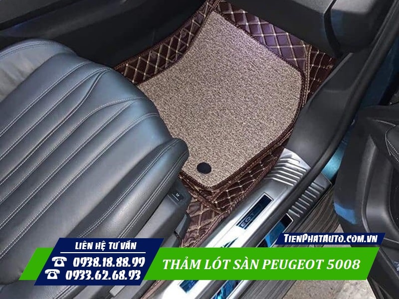 Thảm lót sàn Peugeot 5008 chất liệu 5D 6D 8D cao cấp