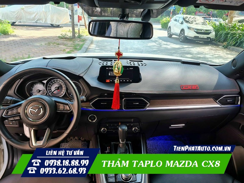 Thảm taplo cho xe Mazda CX8 chất liệu da cacbon cao cấp