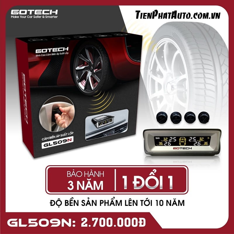 Bộ cảm biến áp suất lốp ô tô GOTECH GL509N