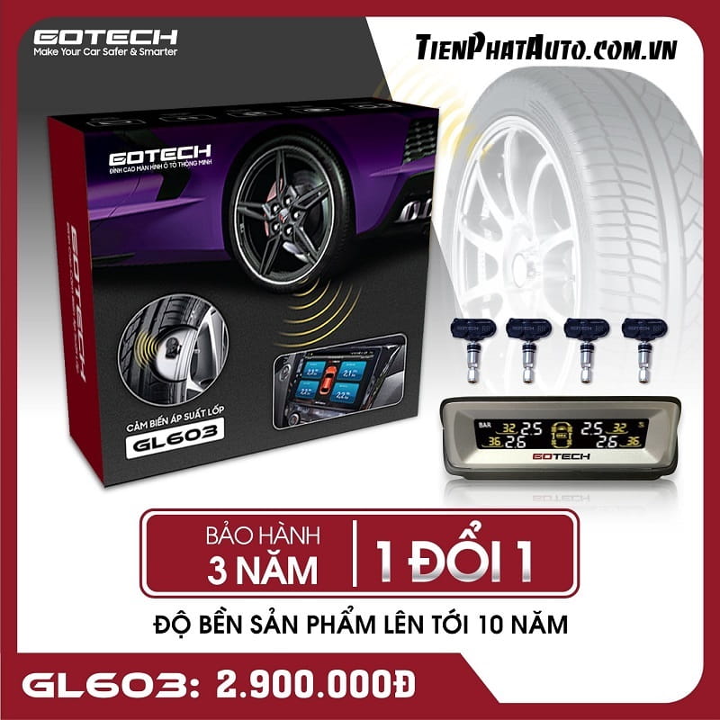 Bộ cảm biến áp suất lốp ô tô GOTECH GL603