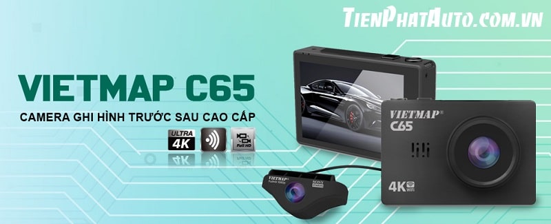 Vietmap C65 ghi hành trình trước và sau xe cao cấp