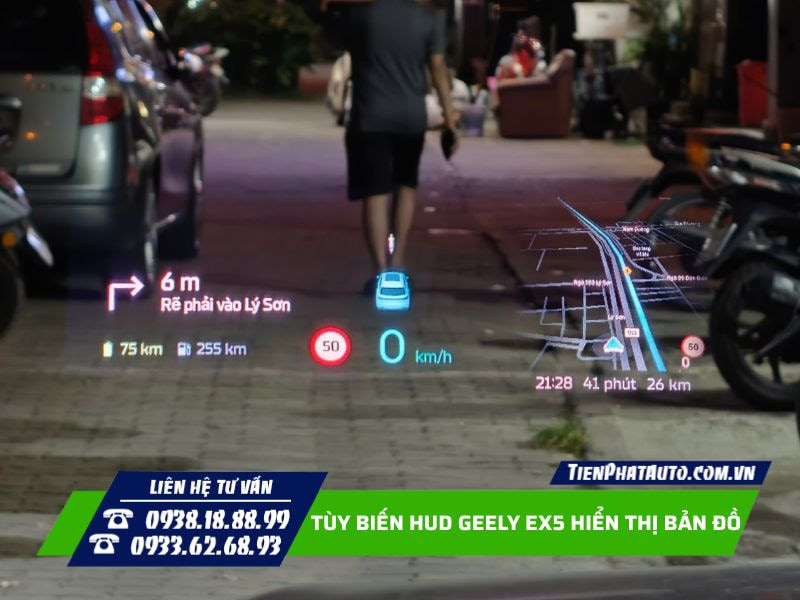 tùy biến HUD geely ex5 hiển thị bản đồ 