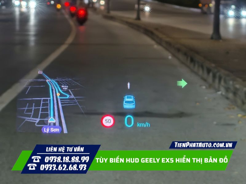 tùy biến HUD geely ex5 hiển thị bản đồ tùy biến HUD geely ex5 hiển thị bản đồ