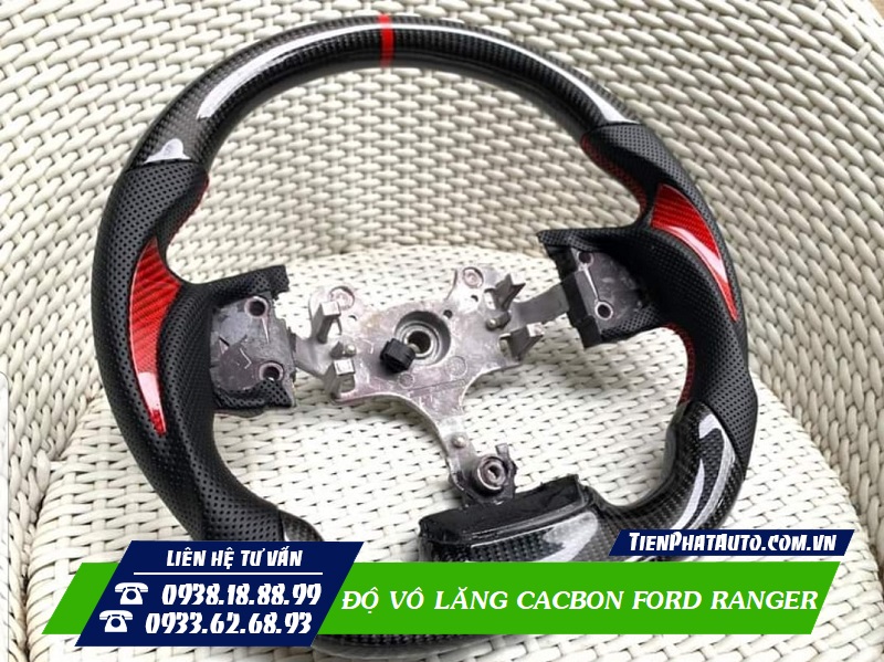 Vô lăng cacbon Ford Ranger được nhập khẩu thiết kế theo xe