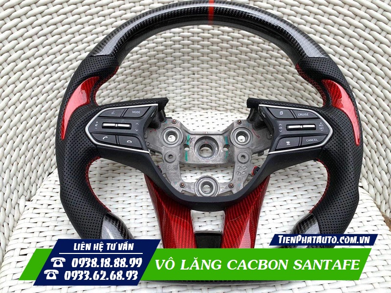 Tiến Phát Auto chuyên độ vô lăng cacbon Hyundai Santafe 2021