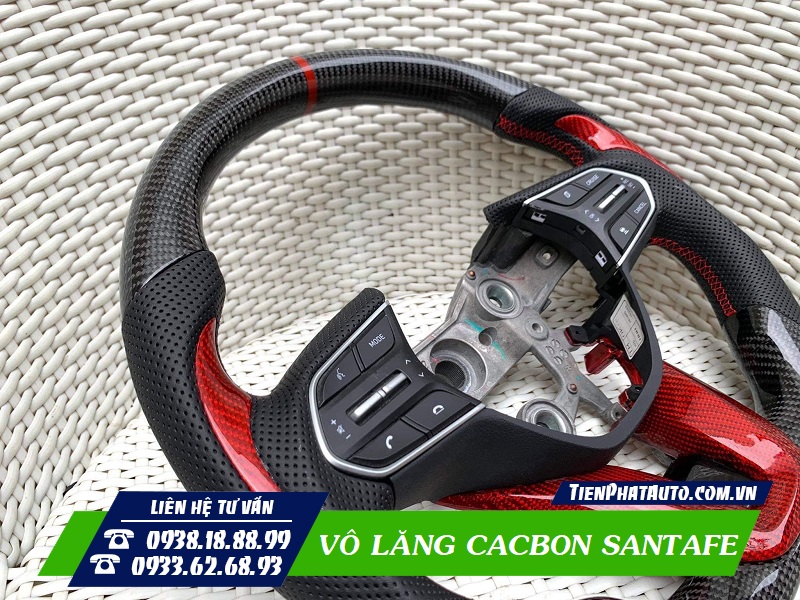 Tiến Phát Auto độ vô lăng cacbon Santafe 2021 giá tốt nhất TPHCM