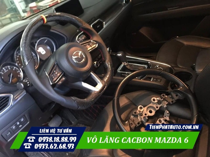 Vô lăng cacbon được thiết kế dành riêng theo xe đời xe Mazda 6