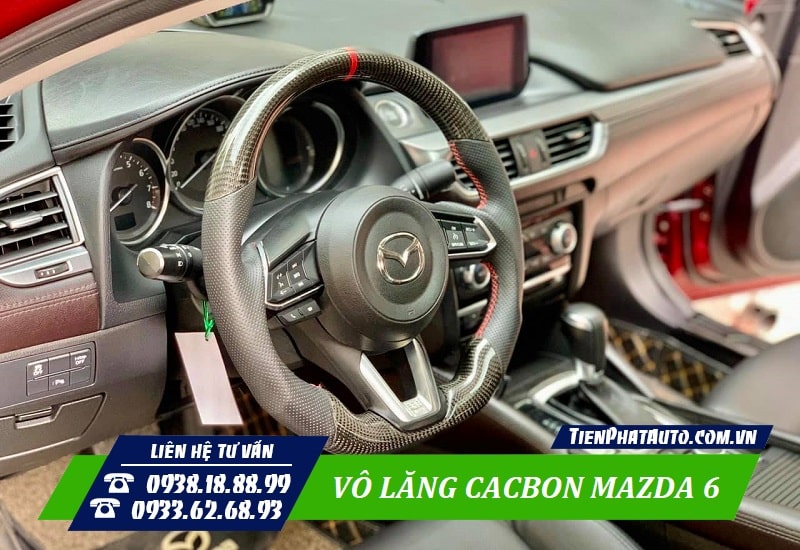 Nội thất xe sang trọng và thẩm mỹ hơn khi độ vô lăng cacbon Mazda 6