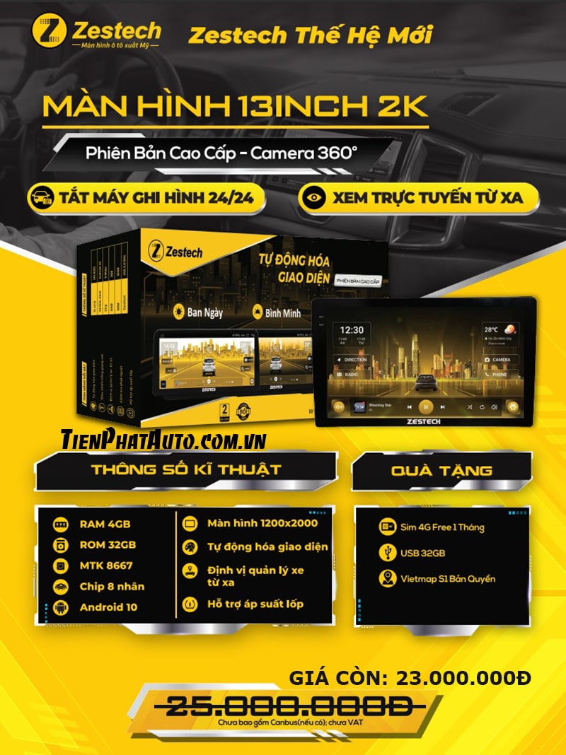 Bảng giá màn hình Zestech 13 inch 2K có camera 360 độ