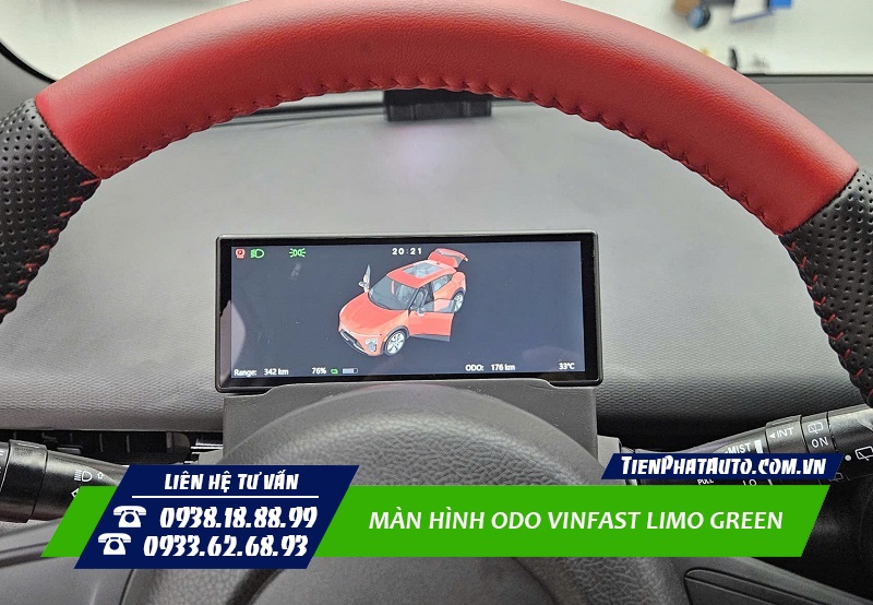 Màn hình ODO Vinfast Limo Green tích hợp sau vô lăng