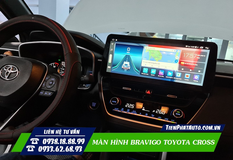 Màn Hình Bravigo Toyota Cross Kiểu Nằm Ngang